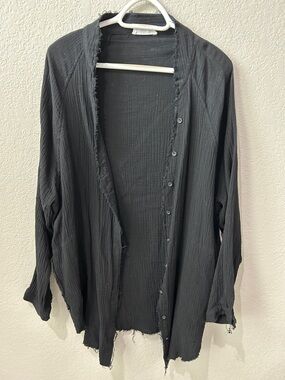 Linen Black Beachy Shirt/coverup